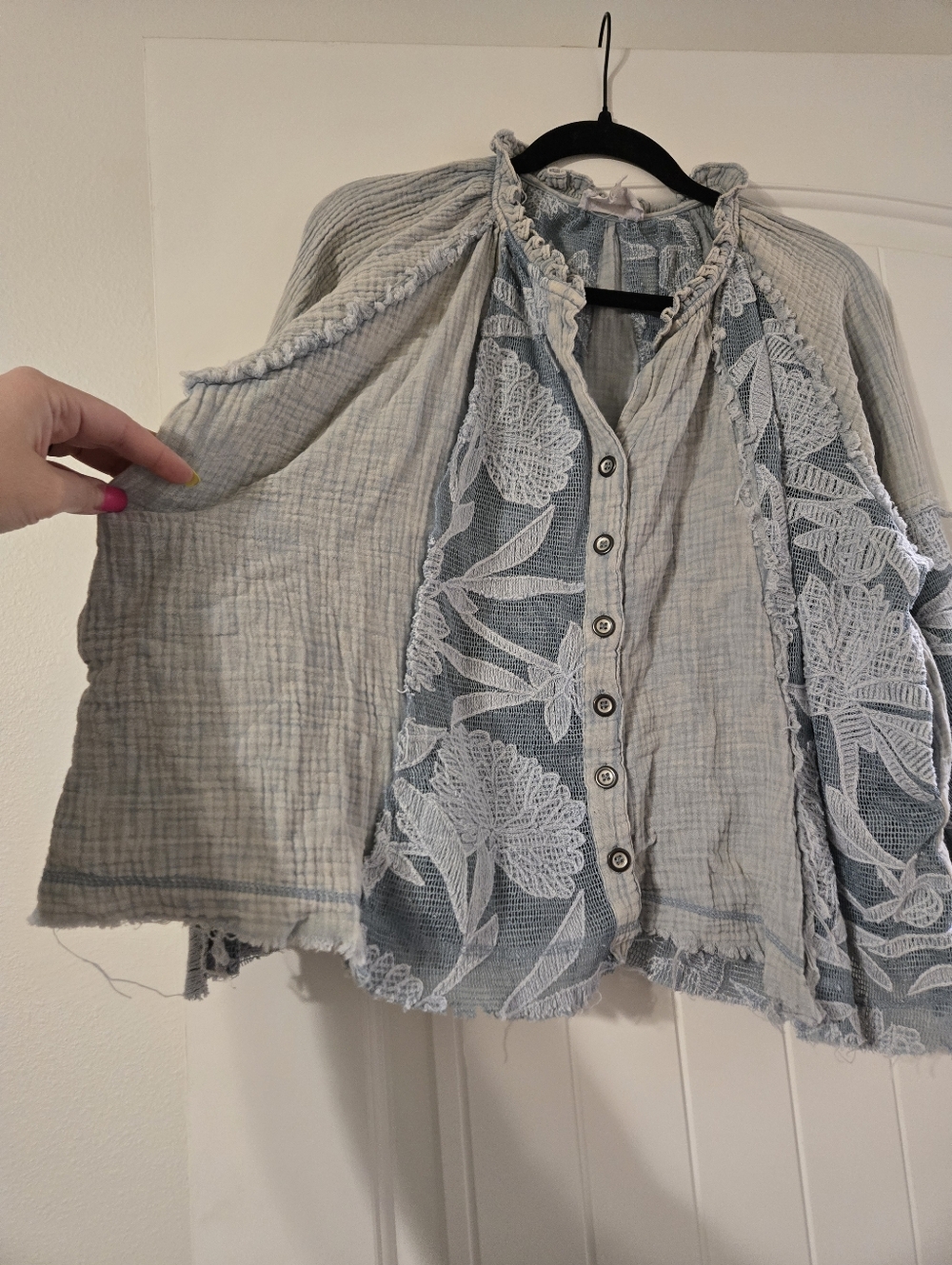 Oli & Hali Pale Blue Lace Oversized Blouse - Picture 4 of 6